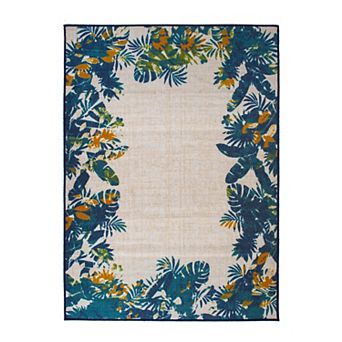 World Rug Gallery Contemporary Floral Border Indoor / Outdoor Area Rug