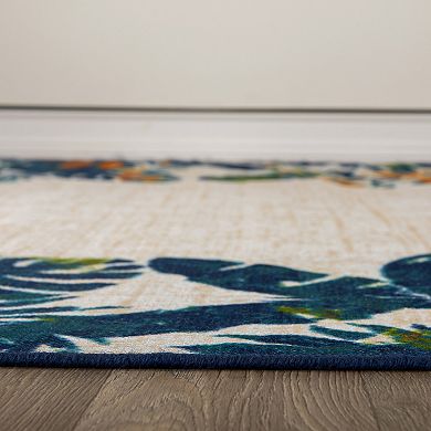 World Rug Gallery Contemporary Floral Border Indoor / Outdoor Area Rug