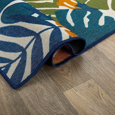 World Rug Gallery Contemporary Floral Border Indoor / Outdoor Area Rug