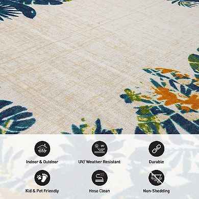 World Rug Gallery Contemporary Floral Border Indoor / Outdoor Area Rug