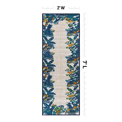 World Rug Gallery Contemporary Floral Border Indoor / Outdoor Area Rug