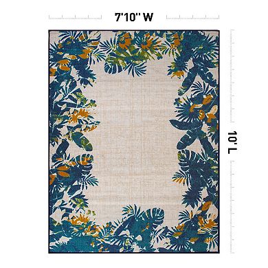 World Rug Gallery Contemporary Floral Border Indoor / Outdoor Area Rug