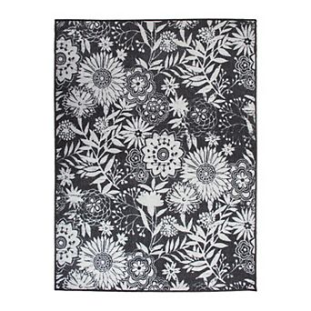 World Rug Gallery Modern Dark Floral Indoor / Outdoor Area Rug