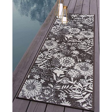 World Rug Gallery Modern Dark Floral Indoor / Outdoor Area Rug