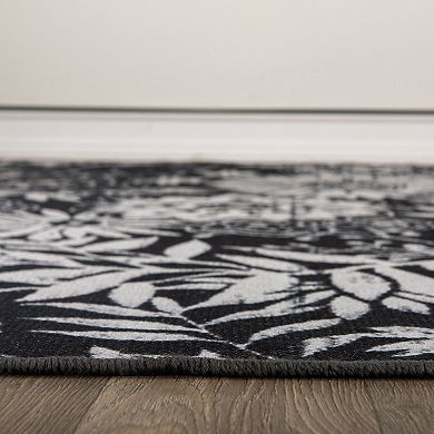 World Rug Gallery Modern Dark Floral Indoor / Outdoor Area Rug