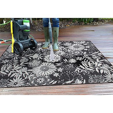 World Rug Gallery Modern Dark Floral Indoor / Outdoor Area Rug