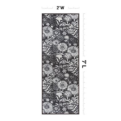 World Rug Gallery Modern Dark Floral Indoor / Outdoor Area Rug