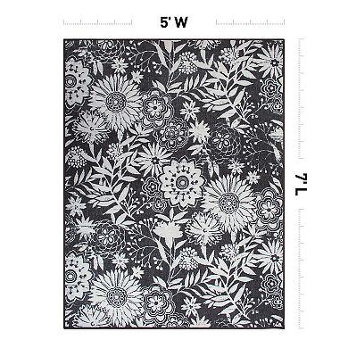 World Rug Gallery Modern Dark Floral Indoor / Outdoor Area Rug