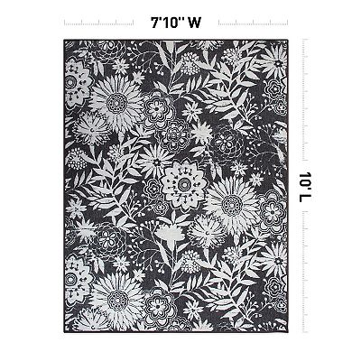 World Rug Gallery Modern Dark Floral Indoor / Outdoor Area Rug