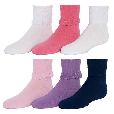 Girls' SO® 6-Pack Turn Cuff Ankle Socks