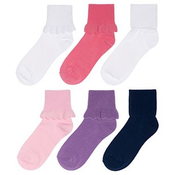 Girls' SO® 6-Pack Turn Cuff Ankle Socks