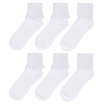 Girls' SO® 6-Pack Turn Cuff Ankle Socks