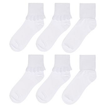 Girls' SO® 6-Pack Turn Cuff Ankle Socks