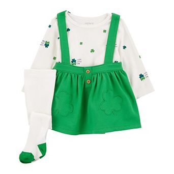 Baby Girl Carter's 3 pc St. Patrick's Day Print Tee, Jumper & Tights Set