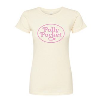 Juniors' Polly Pocket Pink Logo Fitted Tee
