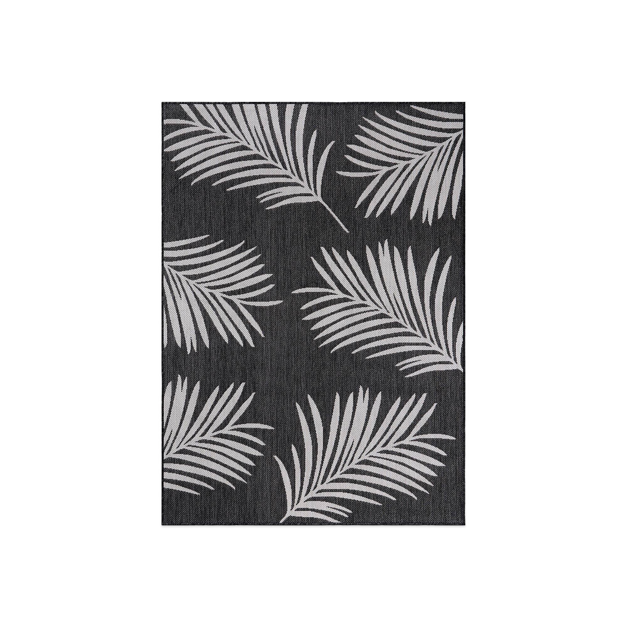 World Rug Gallery Palm Leaves Indoor Outdoor Rug, Black