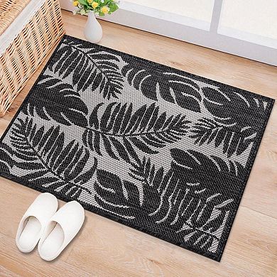 World Rug Gallery Floral Leaves Indoor Outdoor Rug