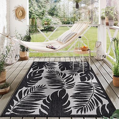 World Rug Gallery Floral Leaves Indoor Outdoor Rug