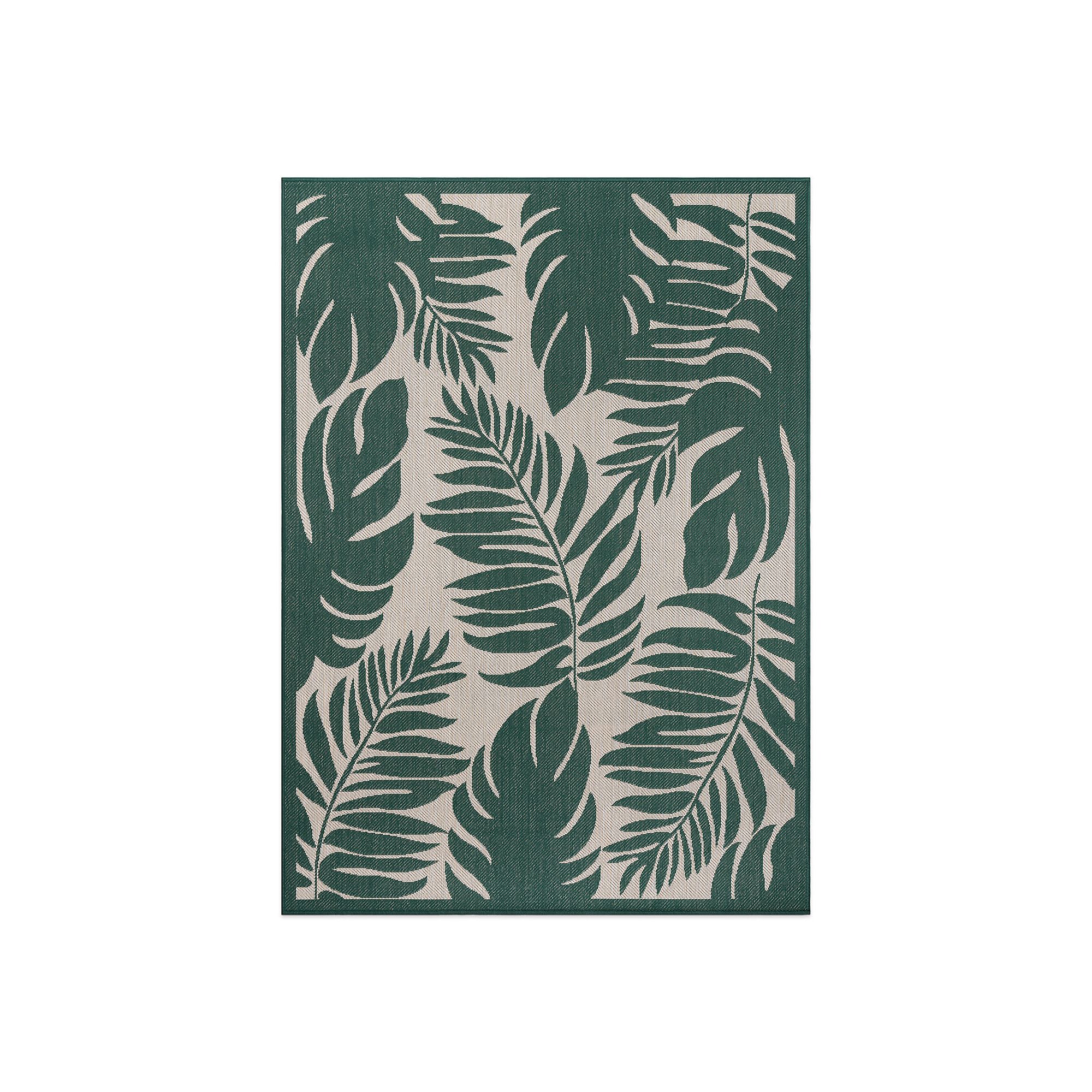 World Rug Gallery Large Leaves Indoor Outdoor Rug, Green