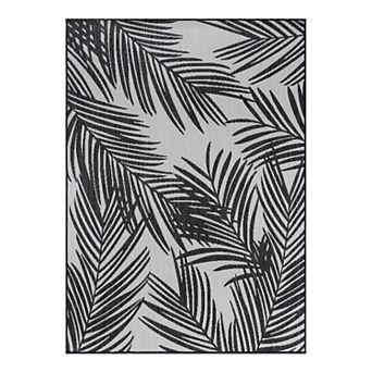 World Rug Gallery Modern Distressed Palm Print Indoor / Outdoor Area Rug