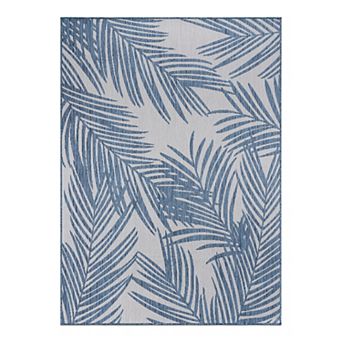 World Rug Gallery Modern Distressed Palm Print Indoor / Outdoor Area Rug