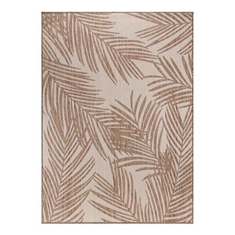 World Rug Gallery Modern Distressed Palm Print Indoor / Outdoor Area Rug