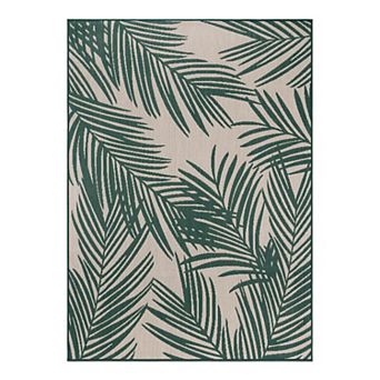 World Rug Gallery Modern Distressed Palm Print Indoor / Outdoor Area Rug