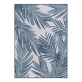 World Rug Gallery Modern Distressed Palm Print Indoor / Outdoor Area Rug