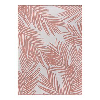 World Rug Gallery Modern Distressed Palm Print Indoor / Outdoor Area Rug