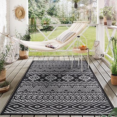 World Rug Gallery Distressed Boho Print Indoor / Outdoor Area Rug