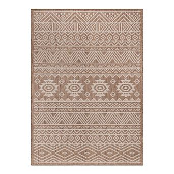 World Rug Gallery Distressed Boho Print Indoor / Outdoor Area Rug
