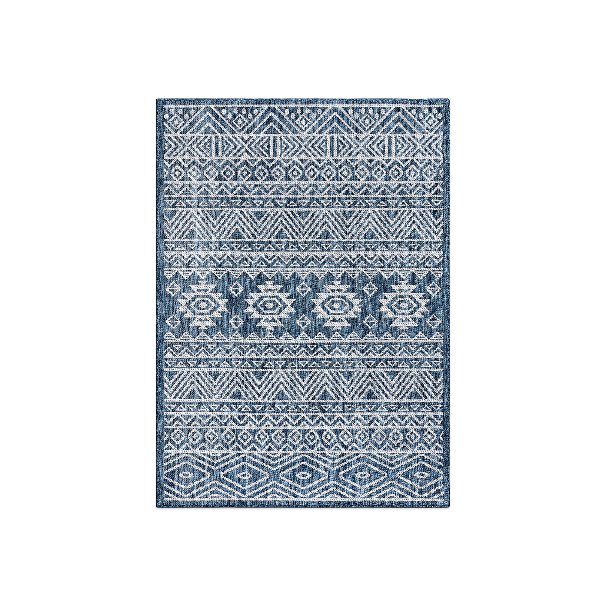 World Rug Gallery Distressed Boho Print Indoor / Outdoor Area Rug, Blue