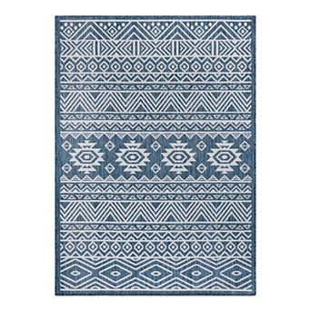 World Rug Gallery Distressed Boho Print Indoor / Outdoor Area Rug