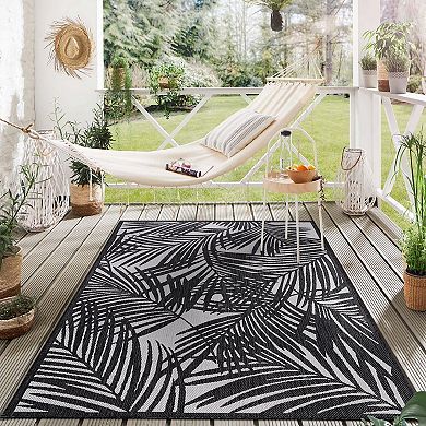 World Rug Gallery Palm Leaf Allover Print Indoor / Outdoor Area Rug