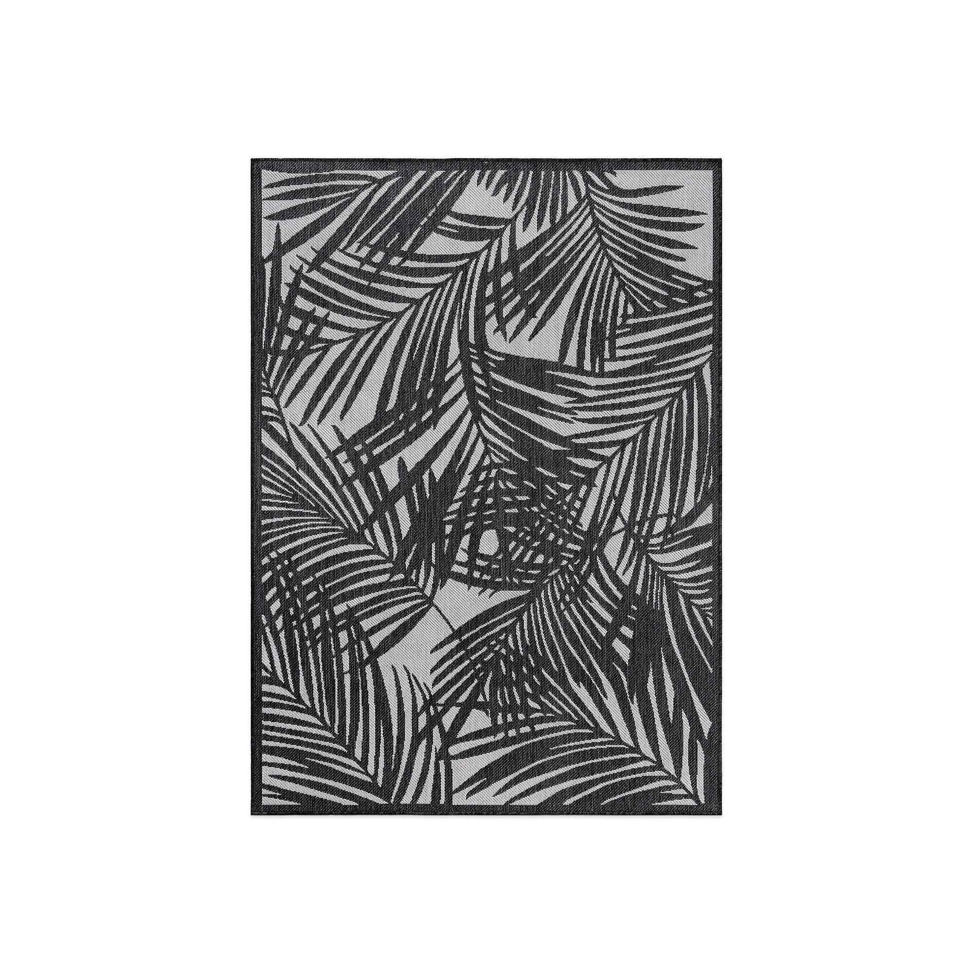World Rug Gallery Palm Leaf Allover Print Indoor / Outdoor Area Rug, Black