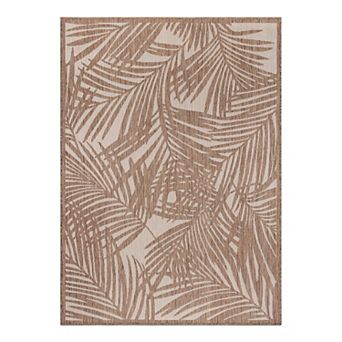 World Rug Gallery Palm Leaf Allover Print Indoor / Outdoor Area Rug