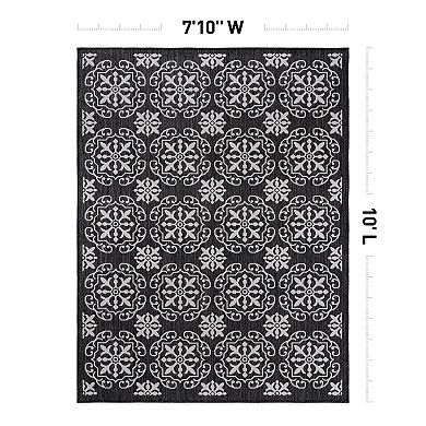 World Rug Gallery Transitional Medallion Print Indoor / Outdoor Area Rug