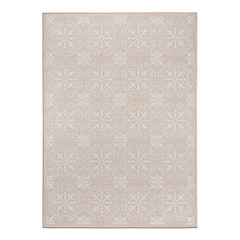 World Rug Gallery Transitional Medallion Print Indoor / Outdoor Area Rug