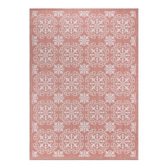 World Rug Gallery Transitional Medallion Print Indoor / Outdoor Area Rug