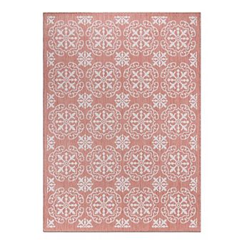 World Rug Gallery Transitional Medallion Print Indoor / Outdoor Area Rug