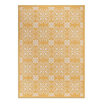 World Rug Gallery Transitional Medallion Print Indoor / Outdoor Area Rug