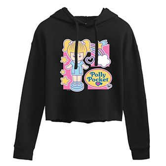 Juniors' Polly Pocket Grid Cropped Hoodie