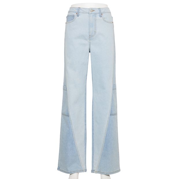 Juniors' Tinseltown Twisted Seam Wide Leg Jeans
