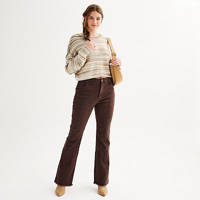 Juniors Tinseltown High Rise Pieced Flare Pants