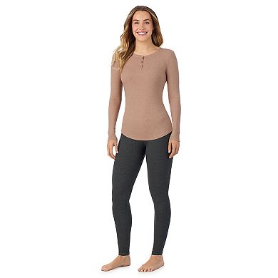 Women's Cuddl Duds® Stretch Rib Long Sleeve Crew Henley Top
