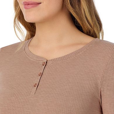 Women's Cuddl Duds® Stretch Rib Long Sleeve Crew Henley Top