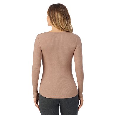 Women's Cuddl Duds® Stretch Rib Long Sleeve Crew Henley Top