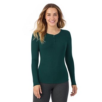 Women's Cuddl Duds® Stretch Rib Long Sleeve Crew Henley Top