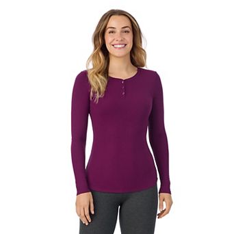 Women's Cuddl Duds® Stretch Rib Long Sleeve Crew Henley Top