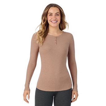 Women's Cuddl Duds® Stretch Rib Long Sleeve Crew Henley Top